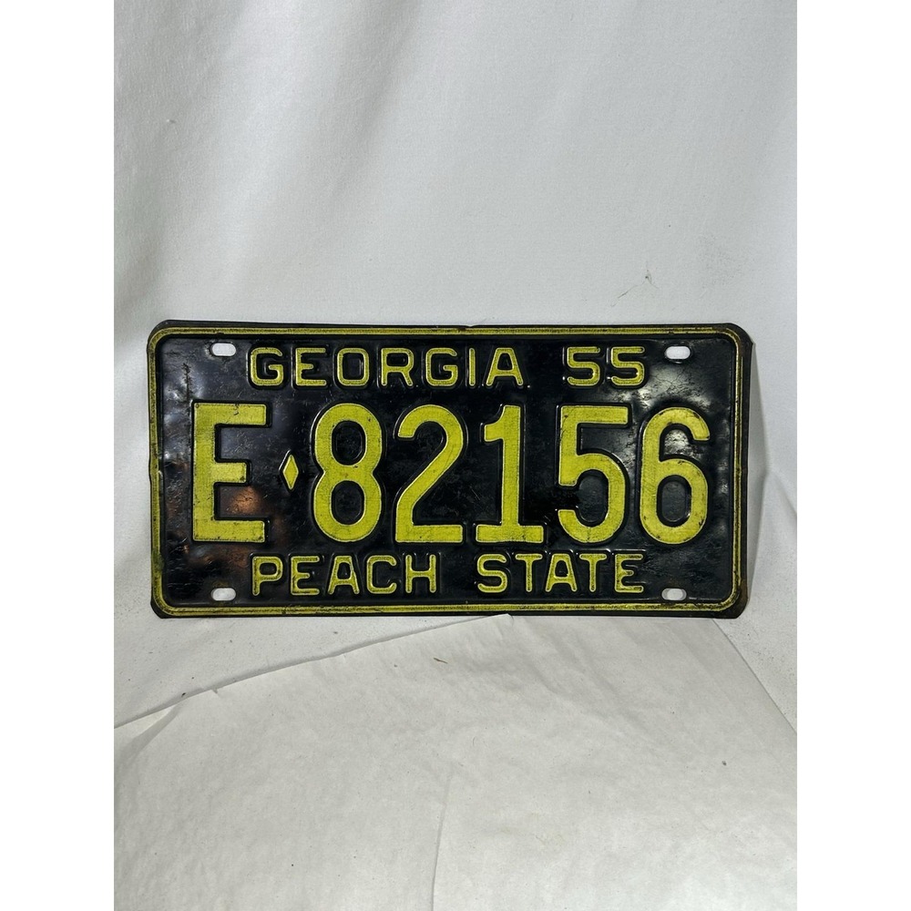 Vintage Georgia GA 1955 Peach State License Plate Tag Collectible Advertising